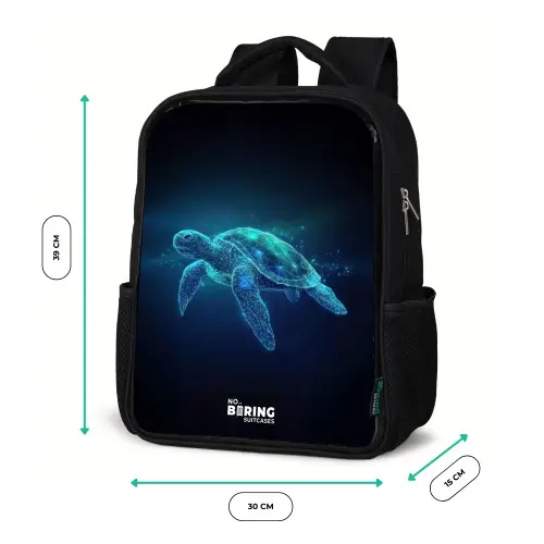 Lichtgevende schildpad in digitale oceaan Rugzak - Zwart middel -productfoto_formaten