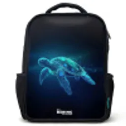 Lichtgevende schildpad in digitale oceaan Rugzak - Zwart middel -3d