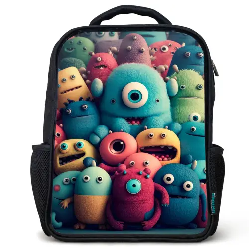 Monster Menigte Rugzak - Zwart middel -3d