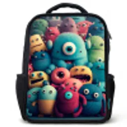 Monster Menigte Rugzak - Zwart middel -3d