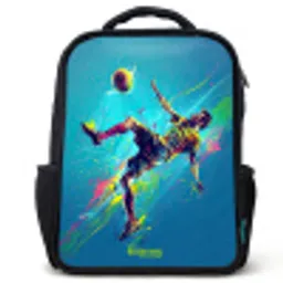 Neon - Voetbal - Schop - Kleurrijk Rugzak - Zwart middel -3d