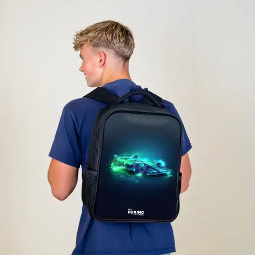 Neon racewagen in digitale stijl Rugzak - Zwart middel -sfeer8