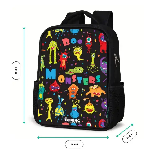 Patroon van monsters Rugzak - Zwart middel -productfoto_formaten