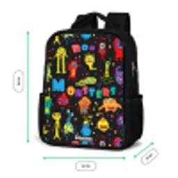 Patroon van monsters Rugzak - Zwart middel -productfoto_formaten