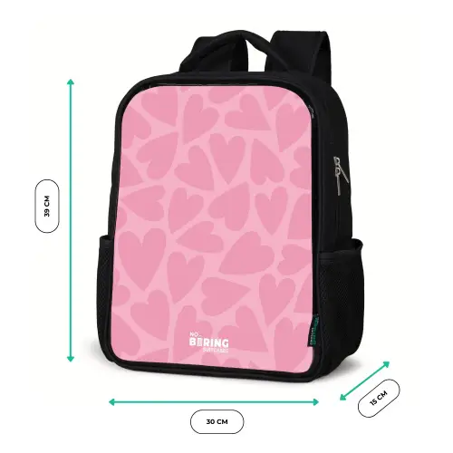 Roze hartjes patroon Rugzak - Zwart middel -productfoto_formaten