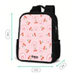 Roze met regenboog en kersen patroon Rugzak - Zwart middel -productfoto_formaten