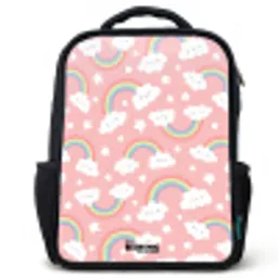 Roze met regenboog patroon Rugzak - Zwart middel -3d