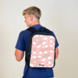 Roze met regenboog patroon Rugzak - Zwart middel -sfeer8
