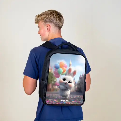 Konijn - Ballonnen Rugzak - Zwart middel -sfeer8