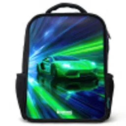 Raceauto - Felgroen - Lichtstralen - Snelheid Rugzak - Zwart middel -3d