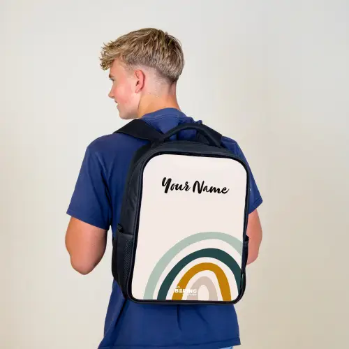 Ruwe regenboog aqua Rugzak - Zwart middel -sfeer8