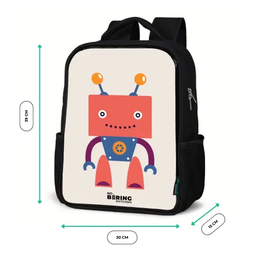 Rode robot met vierkant hoofd Rugzak - Zwart middel -productfoto_formaten