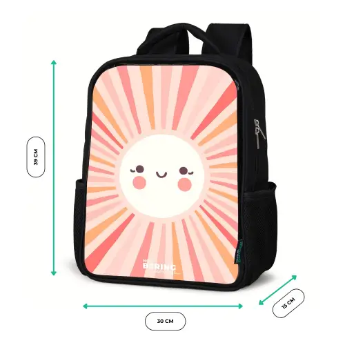 Ronde zon met gezicht Rugzak - Zwart middel -productfoto_formaten