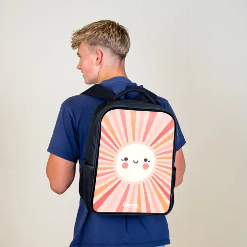 Ronde zon met gezicht Rugzak - Zwart middel -sfeer8