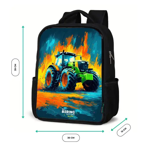 Tractor - Groen - Abstract - Penseelstreken Rugzak - Zwart middel -productfoto_formaten