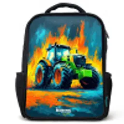 Tractor - Groen - Abstract - Penseelstreken Rugzak - Zwart middel -3d