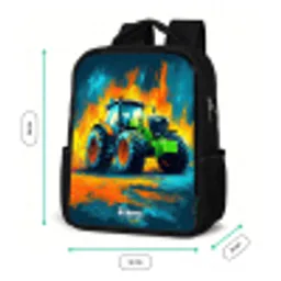 Tractor - Groen - Abstract - Penseelstreken Rugzak - Zwart middel -productfoto_formaten