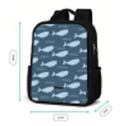 Walvis met golven patroon blauw Rugzak - Zwart middel -productfoto_formaten
