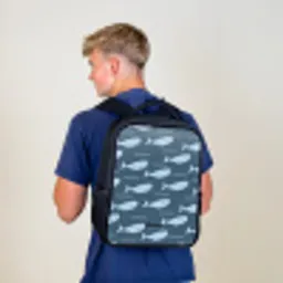 Walvis met golven patroon blauw Rugzak - Zwart middel -sfeer8