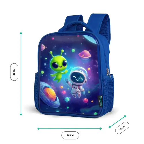 Vriendschap tussen sterren en planeten Kinderrugzak - Blauw middel -productfoto_formaten