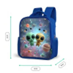 Ruimtevriendjes zwevend tussen de planeten Kinderrugzak - Blauw middel -productfoto_formaten