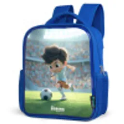 Jongen - Voetbal - Stadion - Zonlicht Kinderrugzak - Blauw middel -schuin