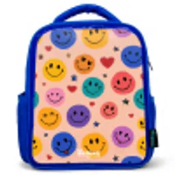 Vrolijk Smiley-patroon Kinderrugzak - Blauw middel -3d