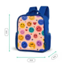 Vrolijk Smiley-patroon Kinderrugzak - Blauw middel -productfoto_formaten