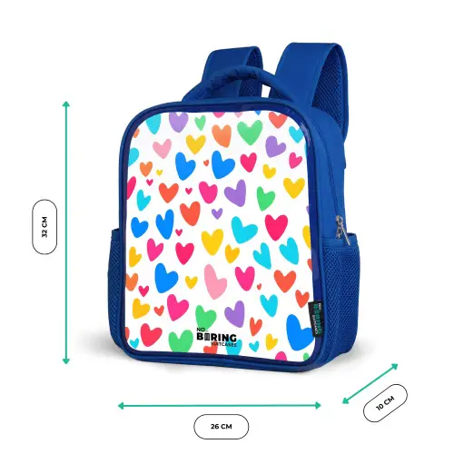 Gekleurde hartjes Kinderrugzak - Blauw middel -productfoto_formaten
