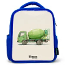 Betonmixer - Getekend - Groen Kinderrugzak - Blauw middel -3d