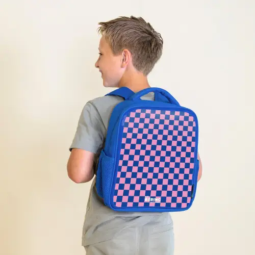 Blokjes - Blauw - Roze Kinderrugzak - Blauw middel -sfeer2