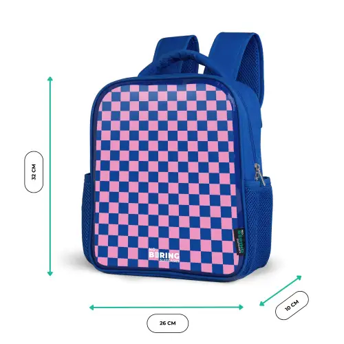 Blokjes - Blauw - Roze Kinderrugzak - Blauw middel -productfoto_formaten