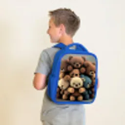 Knuffelberen Kinderrugzak - Blauw middel -sfeer2