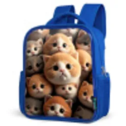 Knuffelkatjes Kinderrugzak - Blauw middel -schuin