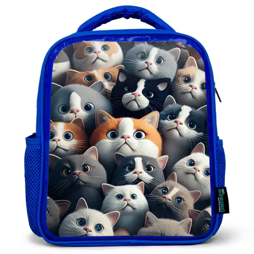 Snoezige Snuitjes Kinderrugzak - Blauw middel -3d