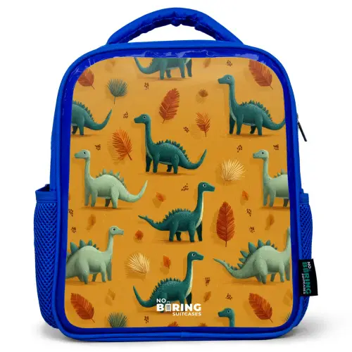 Dino - Dieren - Patroon Kinderrugzak - Blauw middel -3d