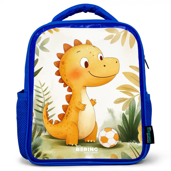 Dino - Voetbal - Oranje Kinderrugzak - Blauw middel -3d