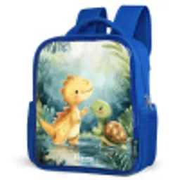 Dino - Schildpad - Jungle Kinderrugzak - Blauw middel -schuin