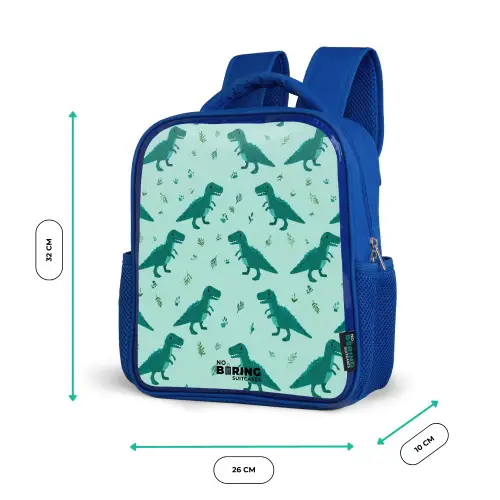 Dinos - Patroon - Groen Kinderrugzak - Blauw middel -productfoto_formaten