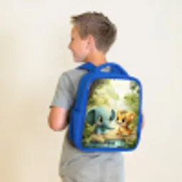 Olifant - Tijger - Bos - Jungle Kinderrugzak - Blauw middel -sfeer2