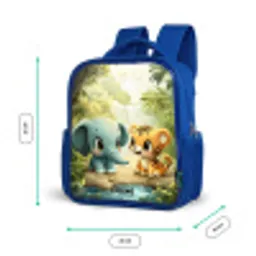 Olifant - Tijger - Bos - Jungle Kinderrugzak - Blauw middel -productfoto_formaten