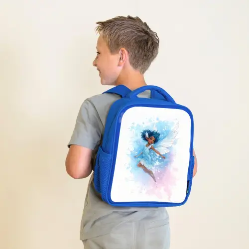 Dansende elf met blauwe vleugels en waterverf-effect Kinderrugzak - Blauw middel -sfeer2