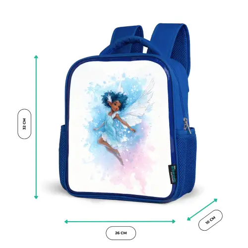 Dansende elf met blauwe vleugels en waterverf-effect Kinderrugzak - Blauw middel -productfoto_formaten