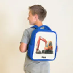 Graafmachine - Getekend - Oranje Kinderrugzak - Blauw middel -sfeer2