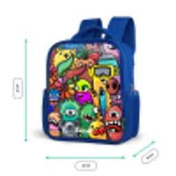 Expressief en druk patroon met monsters Kinderrugzak - Blauw middel -productfoto_formaten