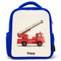 Brandweerwagen - Getekend - Rood Kinderrugzak - Blauw middel -3d