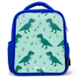 Vriendelijke T. rex tussen sporen Kinderrugzak - Blauw middel -3d