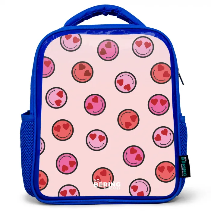 Hartje - Smiley - Patroon Kinderrugzak - Blauw middel -3d