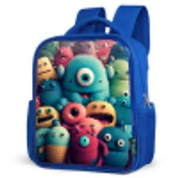 Monster Menigte Kinderrugzak - Blauw middel -schuin
