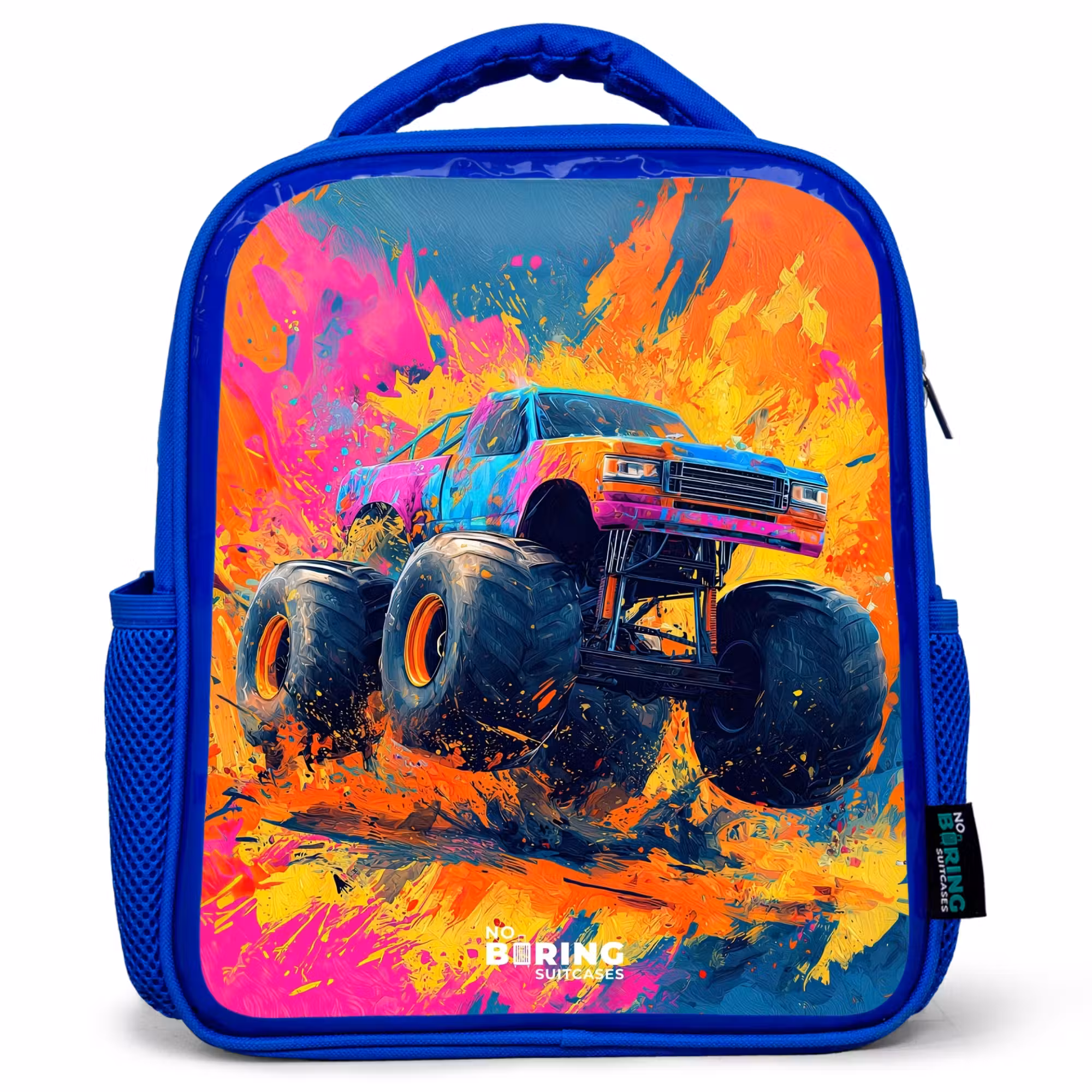 Kids' Backpacks Blue -. Monster truck - Paint splatter - Colorful - Explosion